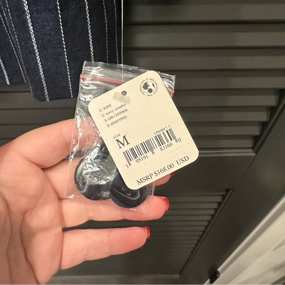 Free People Ashby Double-Breasted Blazer in Navy Pinstripe - Picture 9 of 9